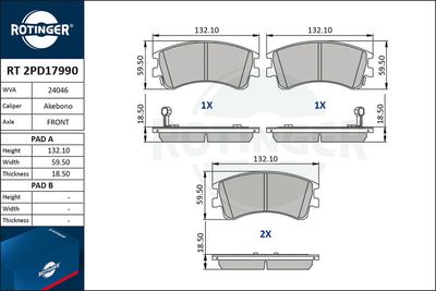 RT2PD17990 ROTINGER Комплект тормозных колодок, дисковый тормоз