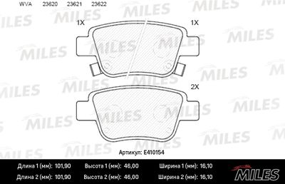 E410154 MILES Комплект тормозных колодок, дисковый тормоз