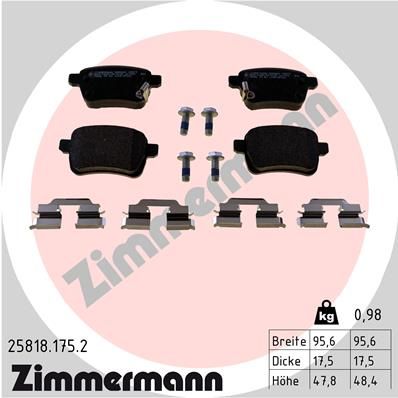 258181752 ZIMMERMANN Комплект тормозных колодок, дисковый тормоз