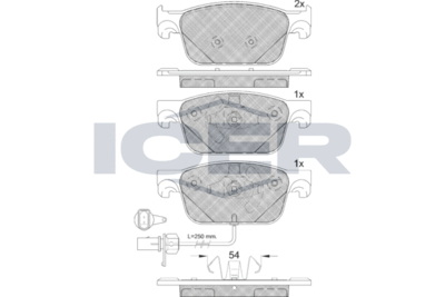182270 ICER Комплект тормозных колодок, дисковый тормоз