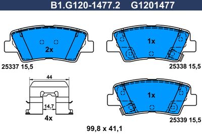 B1G12014772 GALFER Комплект тормозных колодок, дисковый тормоз