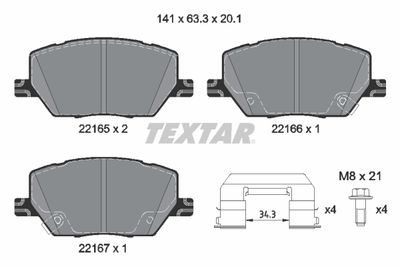 2216503 TEXTAR Комплект тормозных колодок, дисковый тормоз