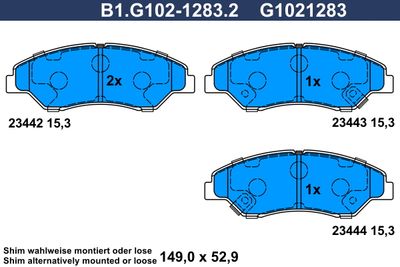 B1G10212832 GALFER Комплект тормозных колодок, дисковый тормоз
