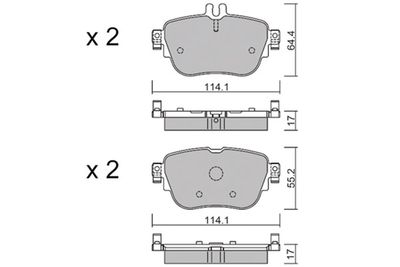 BPMB2017 AISIN Комплект тормозных колодок, дисковый тормоз