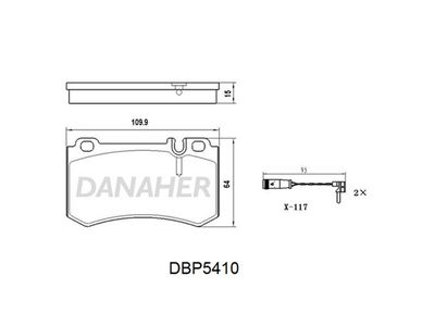 DBP5410 DANAHER Комплект тормозных колодок, дисковый тормоз