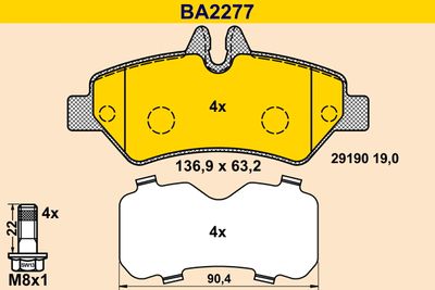 BA2277 BARUM Комплект тормозных колодок, дисковый тормоз