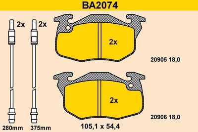 BA2074 BARUM Комплект тормозных колодок, дисковый тормоз