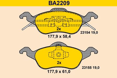 BA2209 BARUM Комплект тормозных колодок, дисковый тормоз