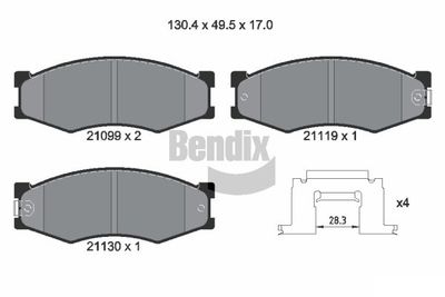 BPD1749 BENDIX Braking Комплект тормозных колодок, дисковый тормоз