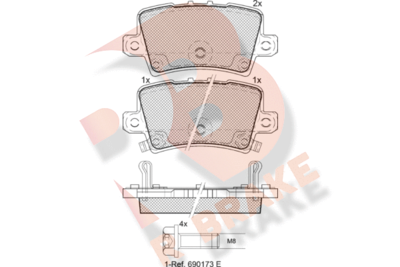 RB1741706 R BRAKE Комплект тормозных колодок, дисковый тормоз
