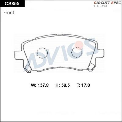 CS855 ADVICS Комплект тормозных колодок, дисковый тормоз