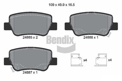 BPD1341 BENDIX Braking Комплект тормозных колодок, дисковый тормоз