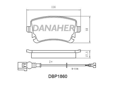 DBP1860 DANAHER Комплект тормозных колодок, дисковый тормоз