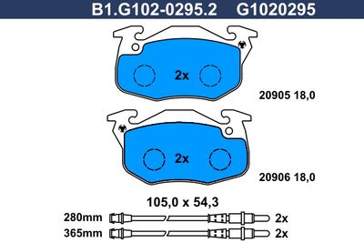 B1G10202952 GALFER Комплект тормозных колодок, дисковый тормоз