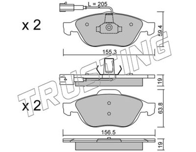 2290 TRUSTING Комплект тормозных колодок, дисковый тормоз