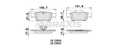 AA0239 BRAXIS Комплект тормозных колодок, дисковый тормоз