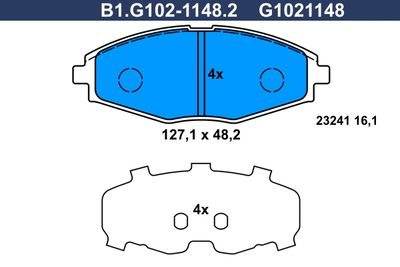 B1G10211482 GALFER Комплект тормозных колодок, дисковый тормоз