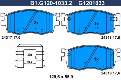 B1G12010332 GALFER Комплект тормозных колодок, дисковый тормоз