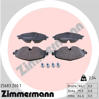 256832001 ZIMMERMANN Комплект тормозных колодок, дисковый тормоз