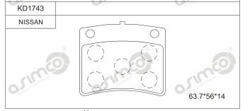 KD1743 ASIMCO Комплект тормозных колодок, дисковый тормоз