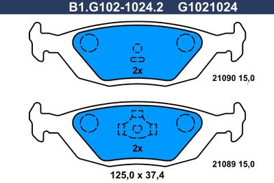 B1G10210242 GALFER Комплект тормозных колодок, дисковый тормоз