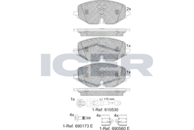 182369 ICER Комплект тормозных колодок, дисковый тормоз