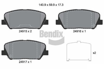 BPD1501 BENDIX Braking Комплект тормозных колодок, дисковый тормоз