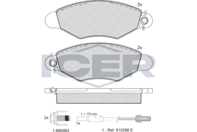 181217203 ICER Комплект тормозных колодок, дисковый тормоз