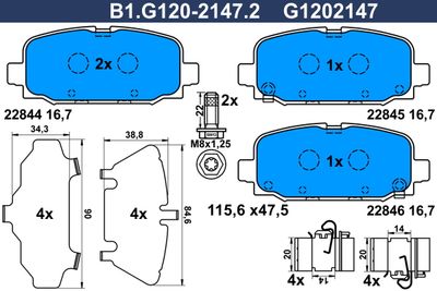 B1G12021472 GALFER Комплект тормозных колодок, дисковый тормоз