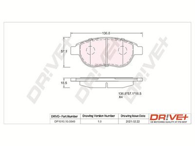 DP1010100849 Dr!ve+ Комплект тормозных колодок, дисковый тормоз