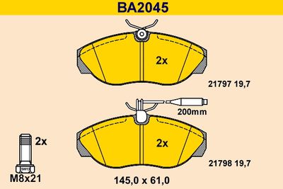 BA2045 BARUM Комплект тормозных колодок, дисковый тормоз
