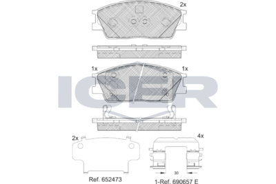 182414 ICER Комплект тормозных колодок, дисковый тормоз