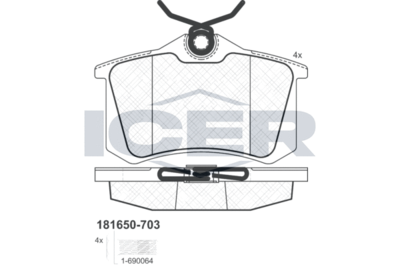 181650703 ICER Комплект тормозных колодок, дисковый тормоз