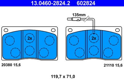 13046028242 ATE Комплект тормозных колодок, дисковый тормоз