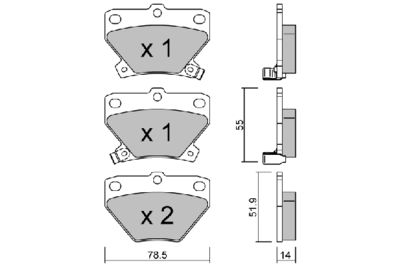 BPTO2005 AISIN Комплект тормозных колодок, дисковый тормоз