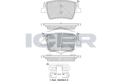 182379 ICER Комплект тормозных колодок, дисковый тормоз