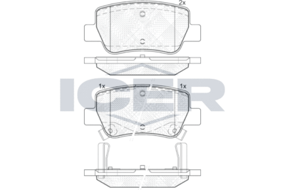 181916 ICER Комплект тормозных колодок, дисковый тормоз