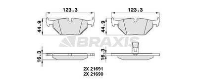 AA0148 BRAXIS Комплект тормозных колодок, дисковый тормоз