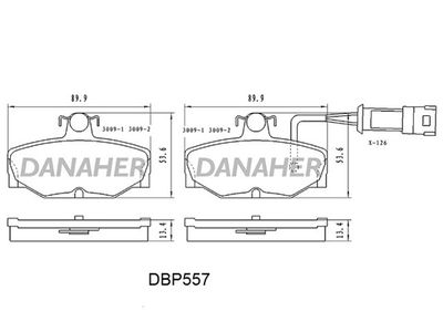 DBP557 DANAHER Комплект тормозных колодок, дисковый тормоз