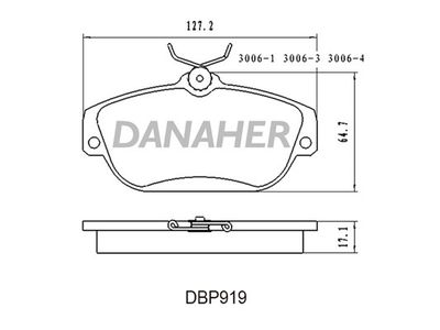 DBP919 DANAHER Комплект тормозных колодок, дисковый тормоз