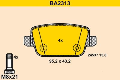 BA2313 BARUM Комплект тормозных колодок, дисковый тормоз