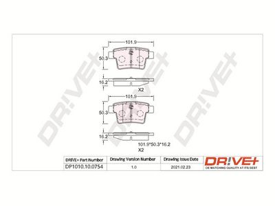 DP1010100754 Dr!ve+ Комплект тормозных колодок, дисковый тормоз