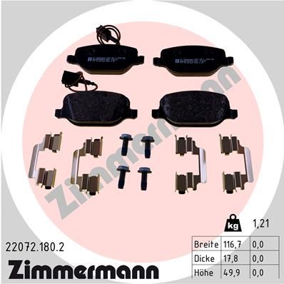 220721802 ZIMMERMANN Комплект тормозных колодок, дисковый тормоз