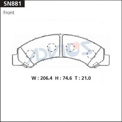 SN881 ADVICS Комплект тормозных колодок, дисковый тормоз