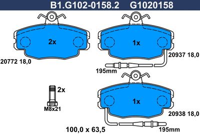 B1G10201582 GALFER Комплект тормозных колодок, дисковый тормоз