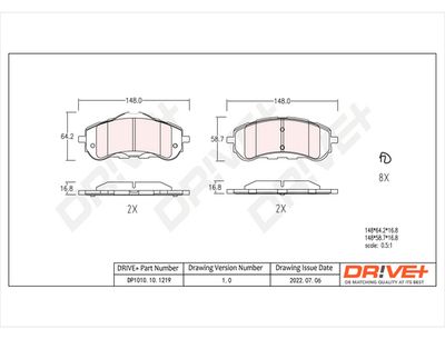 DP1010101219 Dr!ve+ Комплект тормозных колодок, дисковый тормоз