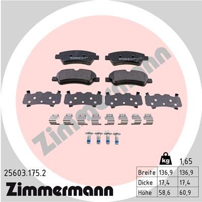 256031752 ZIMMERMANN Комплект тормозных колодок, дисковый тормоз