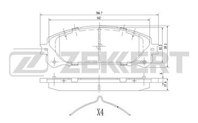 BS1872 ZEKKERT Комплект тормозных колодок, дисковый тормоз