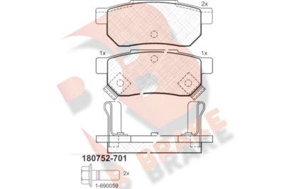 RB0752701 R BRAKE Комплект тормозных колодок, дисковый тормоз