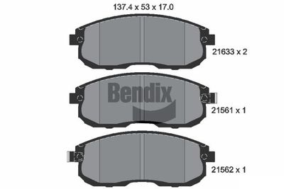 BPD1812 BENDIX Braking Комплект тормозных колодок, дисковый тормоз